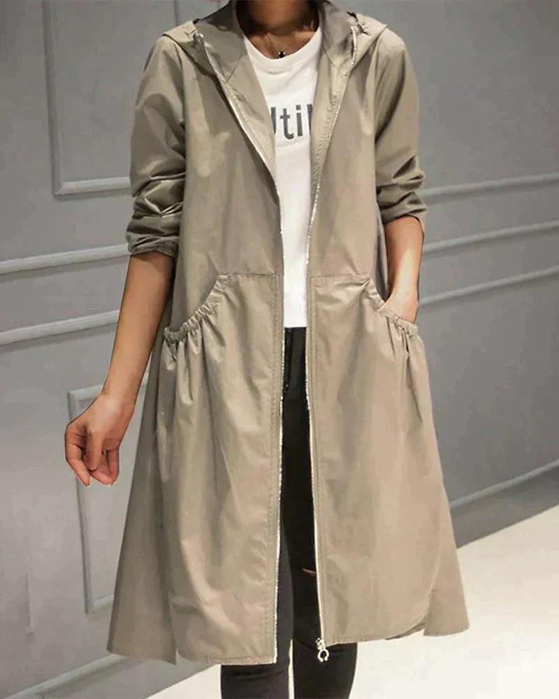 Women's Long Waterproof Raincoat | Weatherproof, Full-Zip & Adjustable Hood for Commuting and Travel