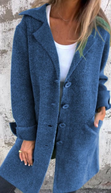 Women's Wool Coat | Lapel Collar, Comfortable Fit & Versatile for Casual and Business Outfits