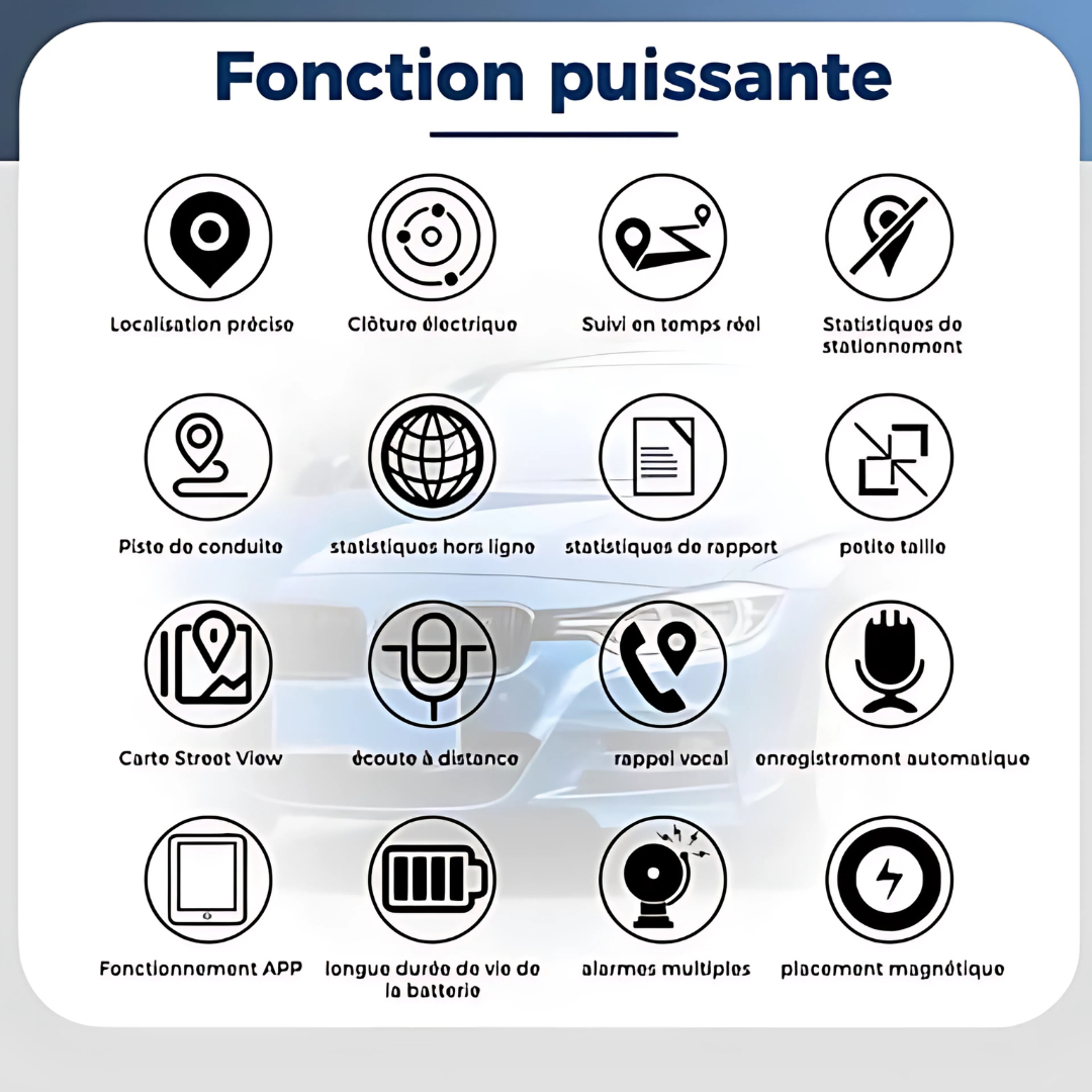 Traceur GPS voiture sans abonnement avec carte SIM, mouchard voiture discret et car GPS tracker mini temps réel