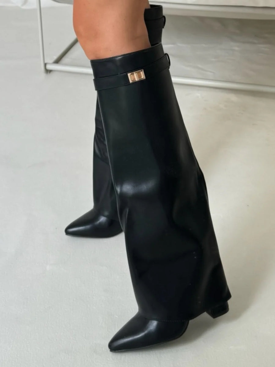 Women's Knee High Boots | Wide Flare Top, Block Heel & Versatile for Casual or Dressy Outfits