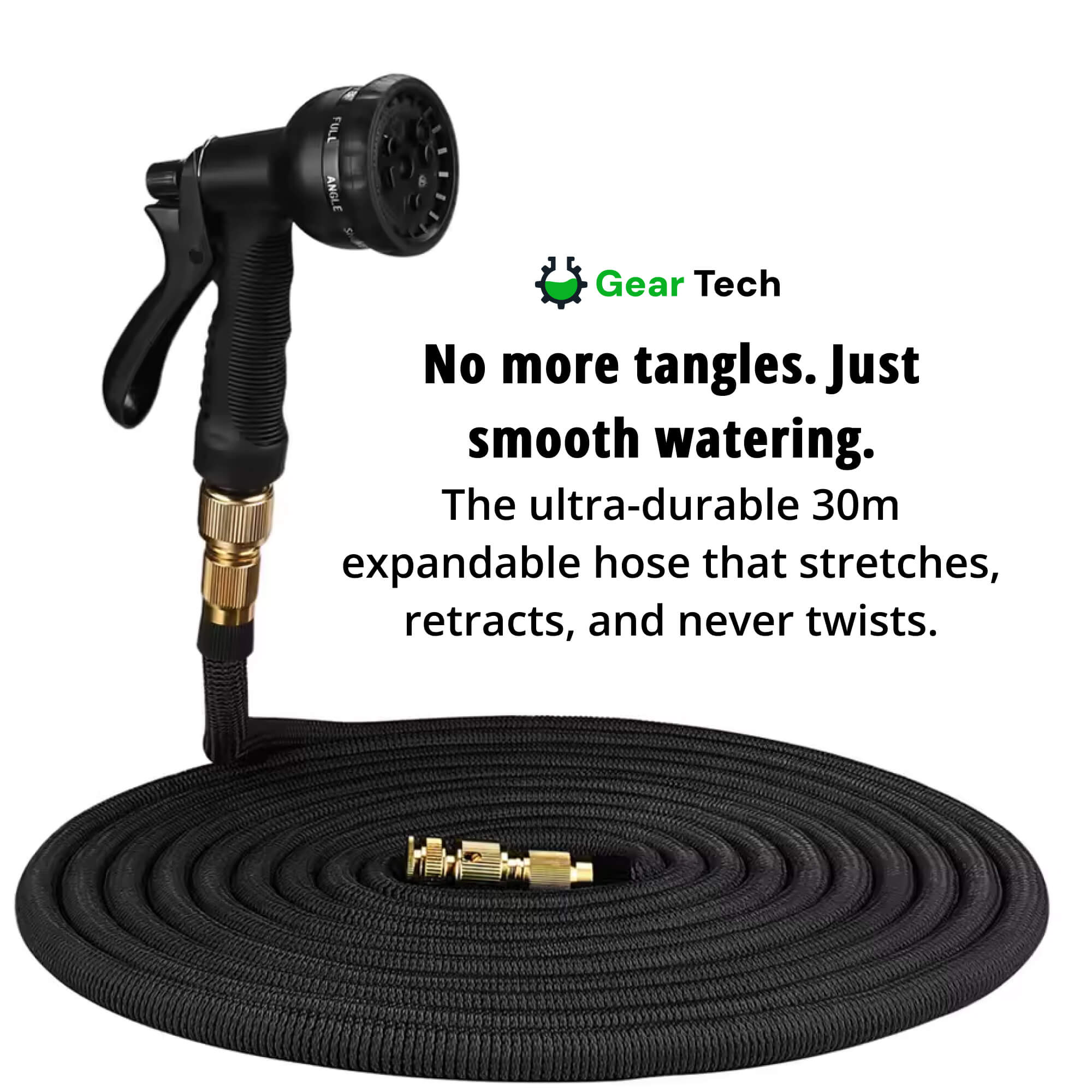 Tubo da Giardino Estensibile 30m | Anti-Piegatura, Senza Grovigli & Ultra Resistente per Grandi Giardini