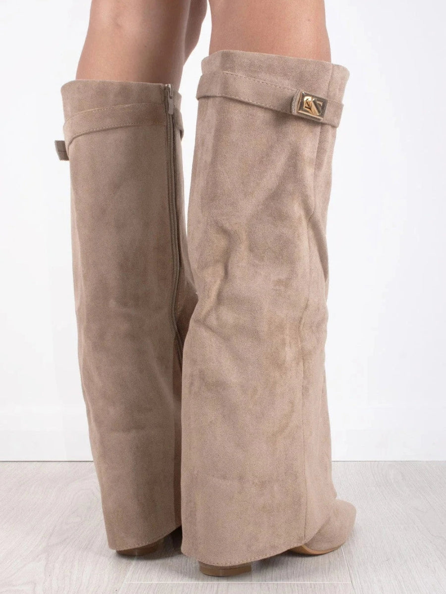 Women's Knee High Boots | Wide Flare Top, Block Heel & Versatile for Casual or Dressy Outfits