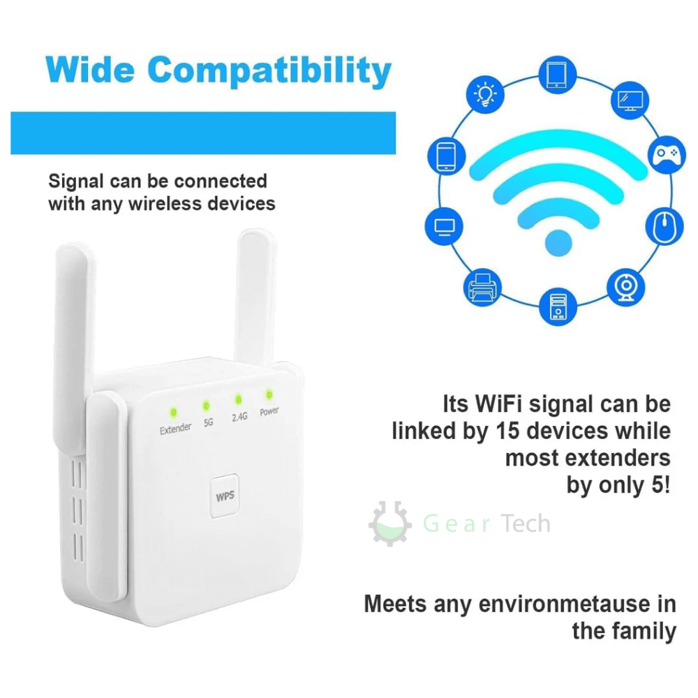 UltraXtend 5G WiFi Booster – Potente Ripetitore WiFi Dual-Band per Casa e Giardino con Copertura Estesa del Segnale