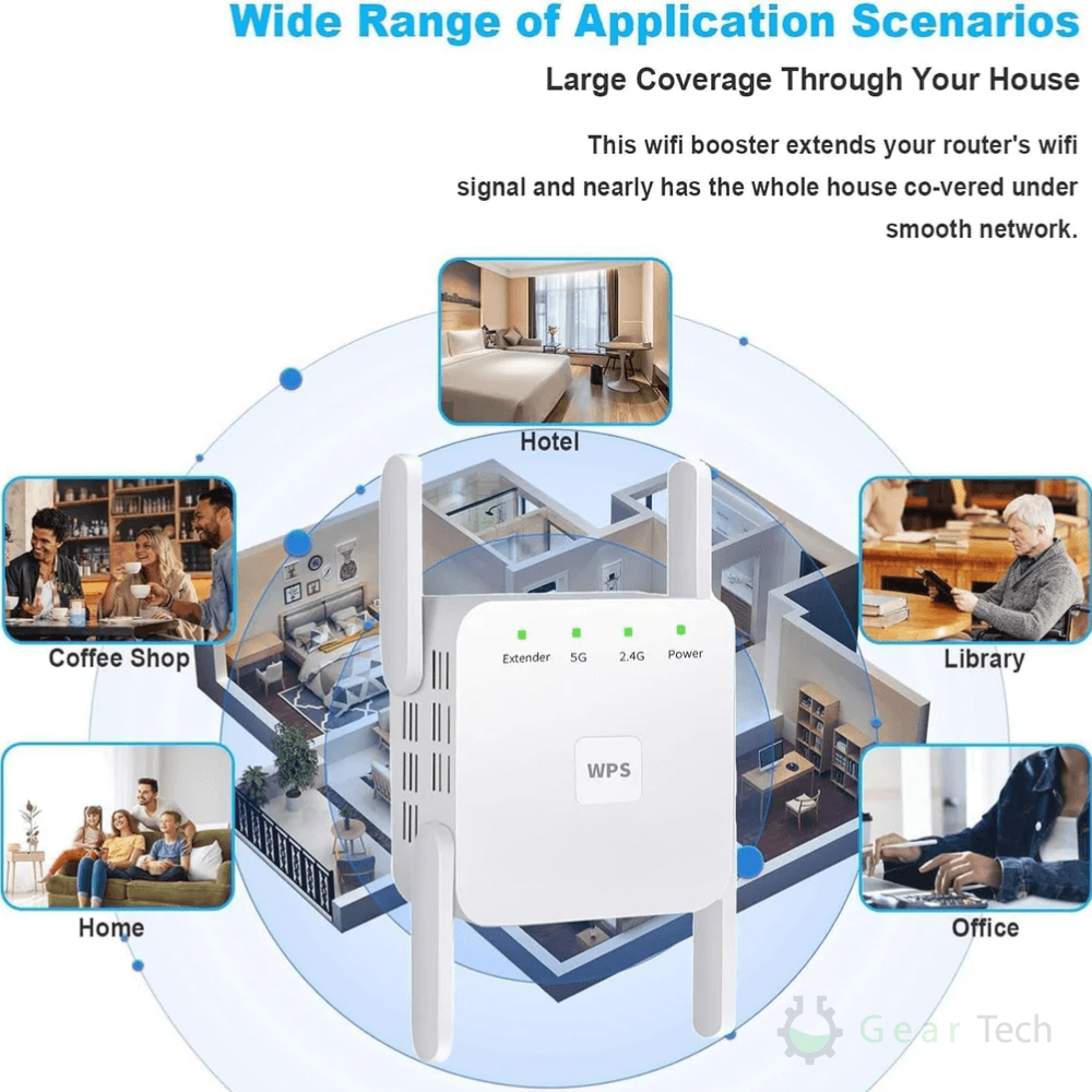 UltraXtend 5G WiFi Booster – Potente Ripetitore WiFi Dual-Band per Casa e Giardino con Copertura Estesa del Segnale