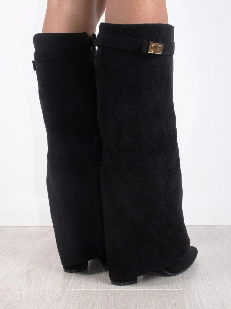 Women's Knee High Boots | Wide Flare Top, Block Heel & Versatile for Casual or Dressy Outfits