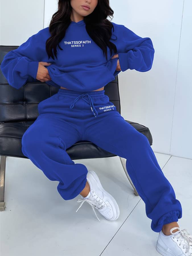 Women's Relaxed Fit 2-Piece Tracksuit | Hoodie Sweatshirt & Joggers for Casual Outings and Lounging