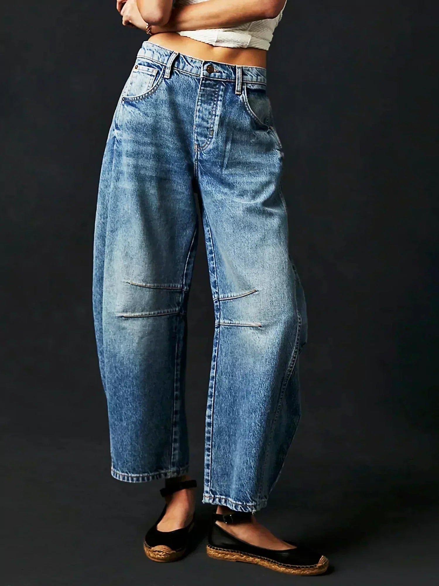 Women's Leopard Print Barrel Jeans | Comfortable Mid-Rise Fit & Trendy Ankle-Length for Casual Fashion Statements