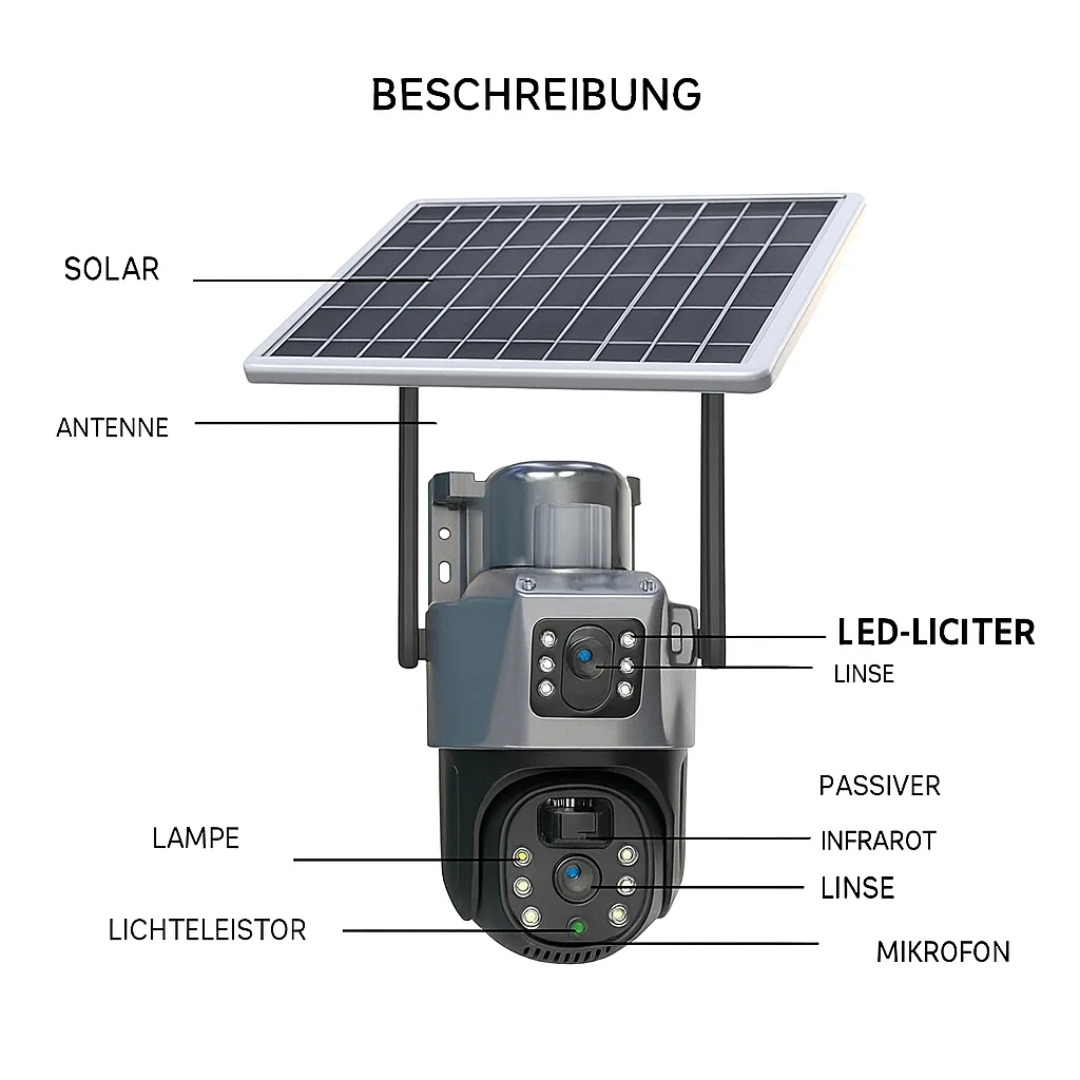 Solar Kamera – 4K Überwachungskamera außen mit Solarpanel, kabellose Überwachungskamera Solar Testsieger