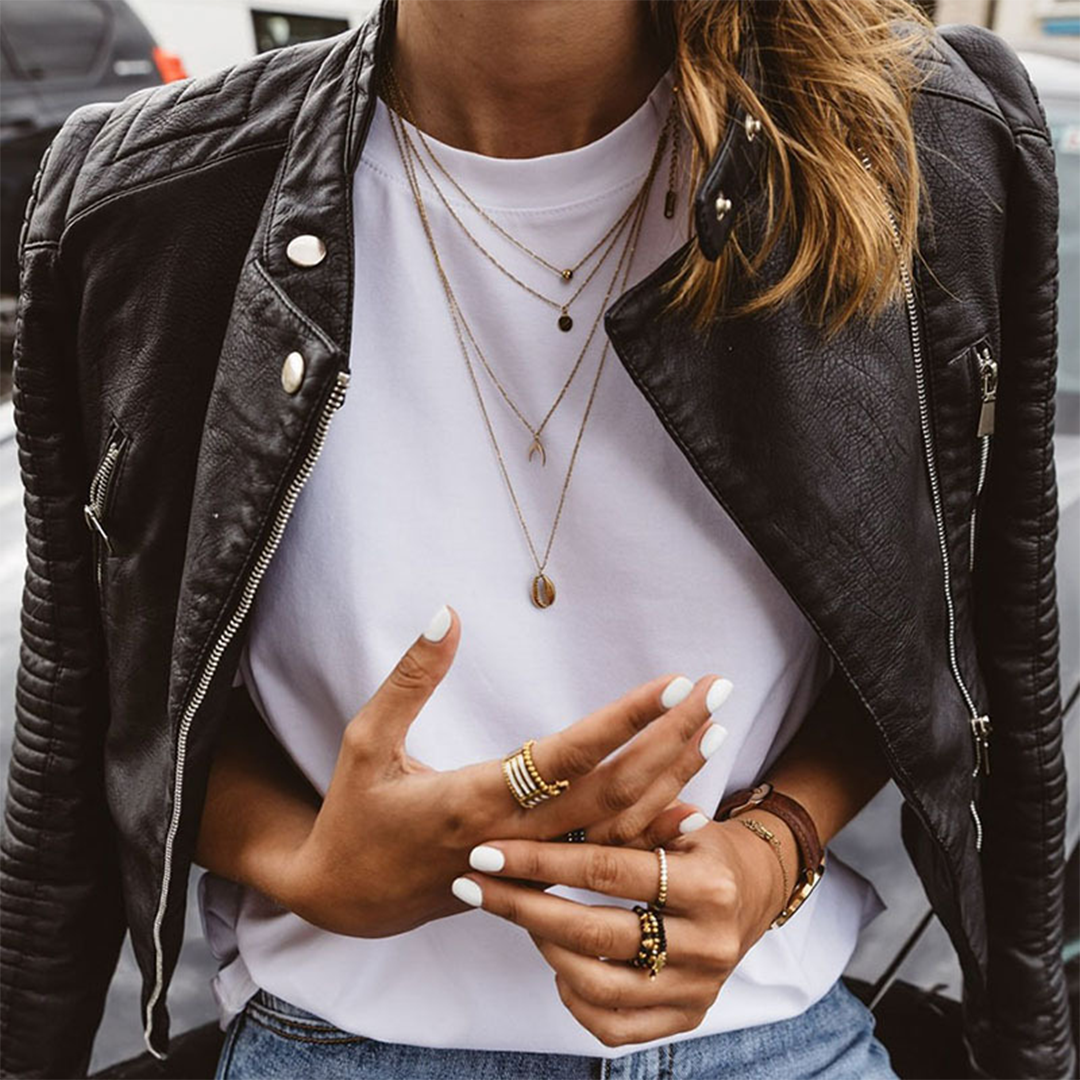 Women's Leather Biker Jacket | Ribbed Sleeves & Angled Zip Details for Edgy Streetwear Style