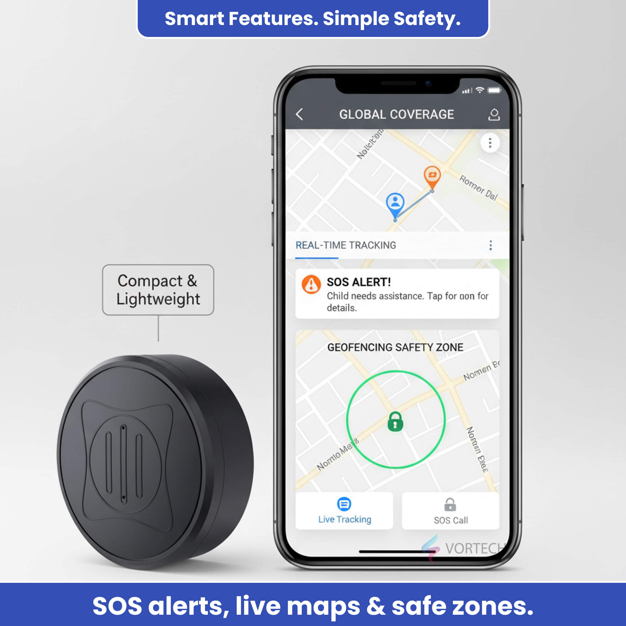 Traceur GPS pour Enfants – Localisation en Temps Réel, Zones de Sécurité & Protection Antivol | Sans Abonnement
