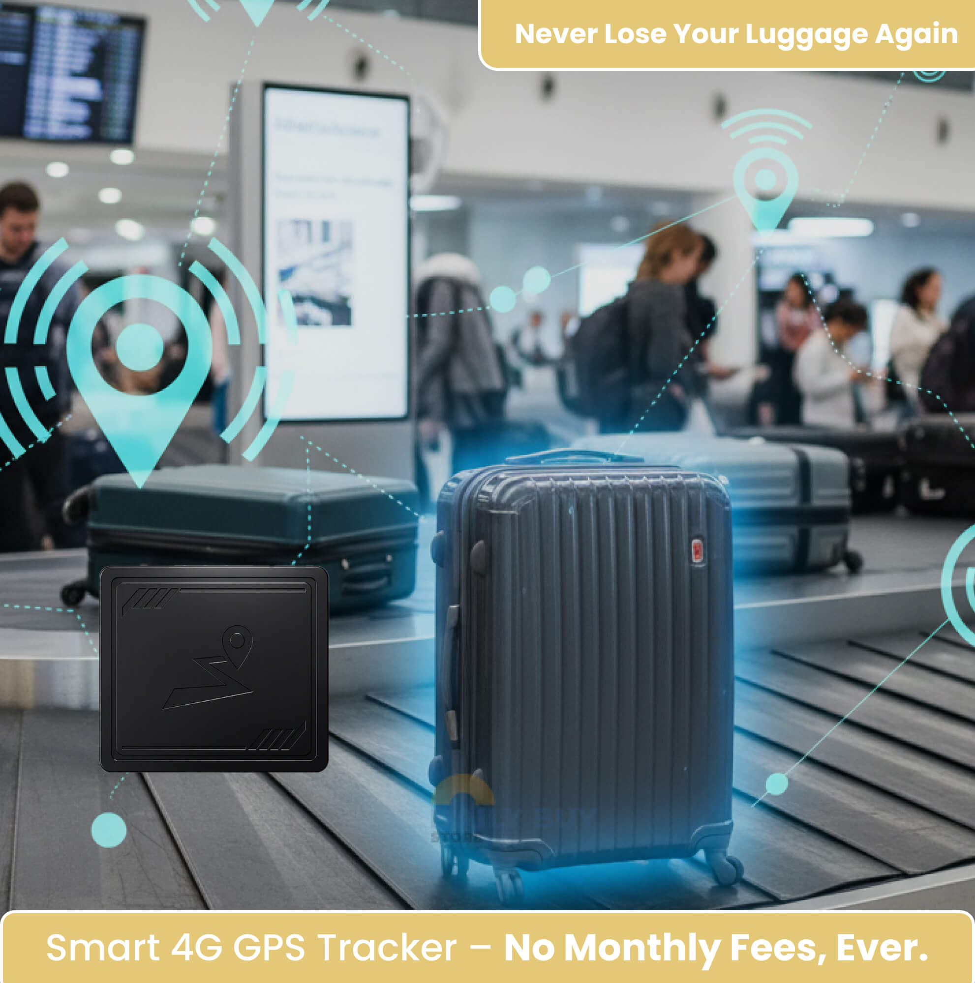 Traceur GPS 4G pour Bagages – Localisation en Temps Réel, Alertes de Zone & Protection Antivol | Sans Abonnement