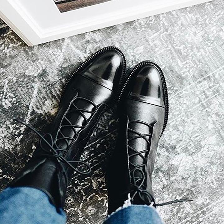 Women’s Lace-Up Mid-Calf Boots | Comfortable Low Heel & Secure Fit for Casual and Dressy Outfits