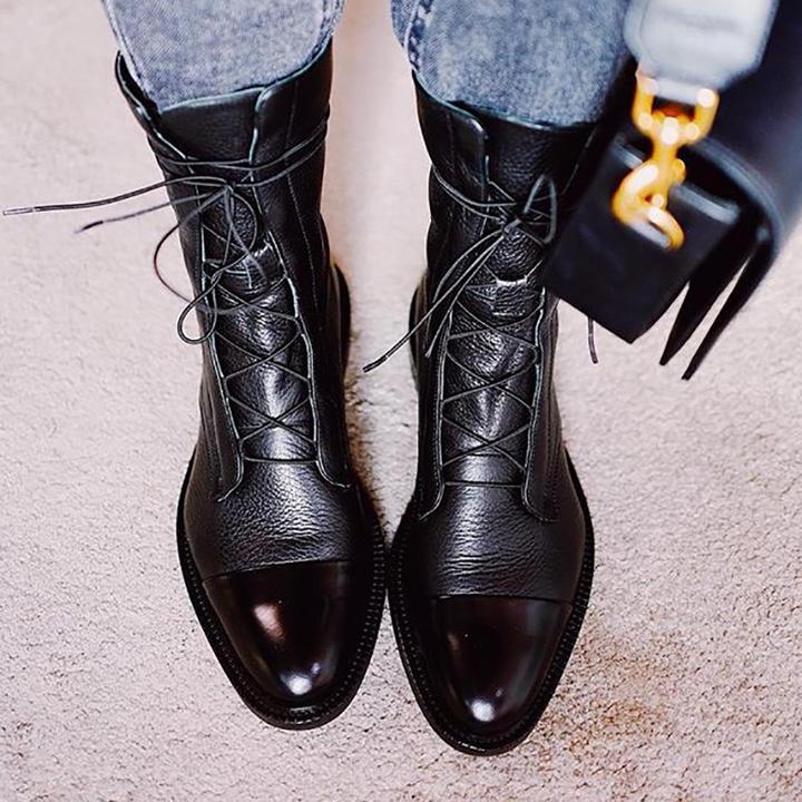 Women’s Lace-Up Mid-Calf Boots | Comfortable Low Heel & Secure Fit for Casual and Dressy Outfits