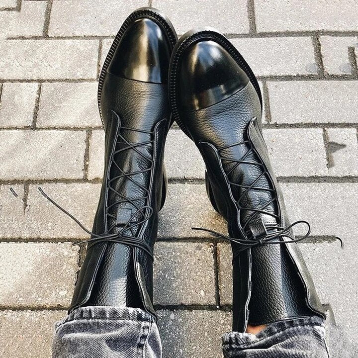 Women’s Lace-Up Mid-Calf Boots | Comfortable Low Heel & Secure Fit for Casual and Dressy Outfits