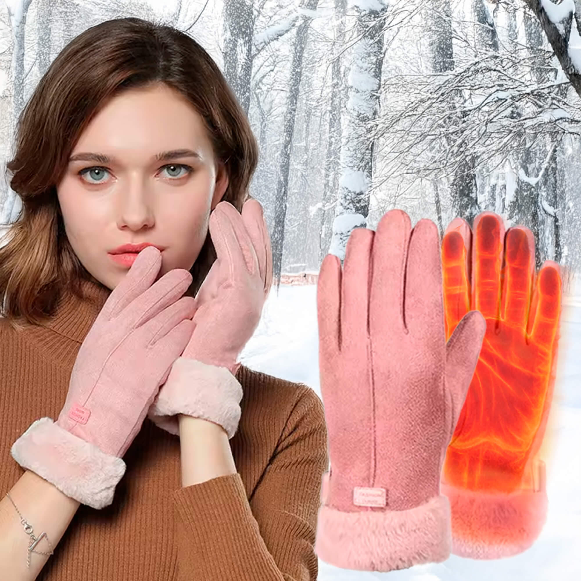 Gants Chauffants Femme | Gants d’Hiver Thermiques Imperméables avec Écran Tactile & Recharge USB