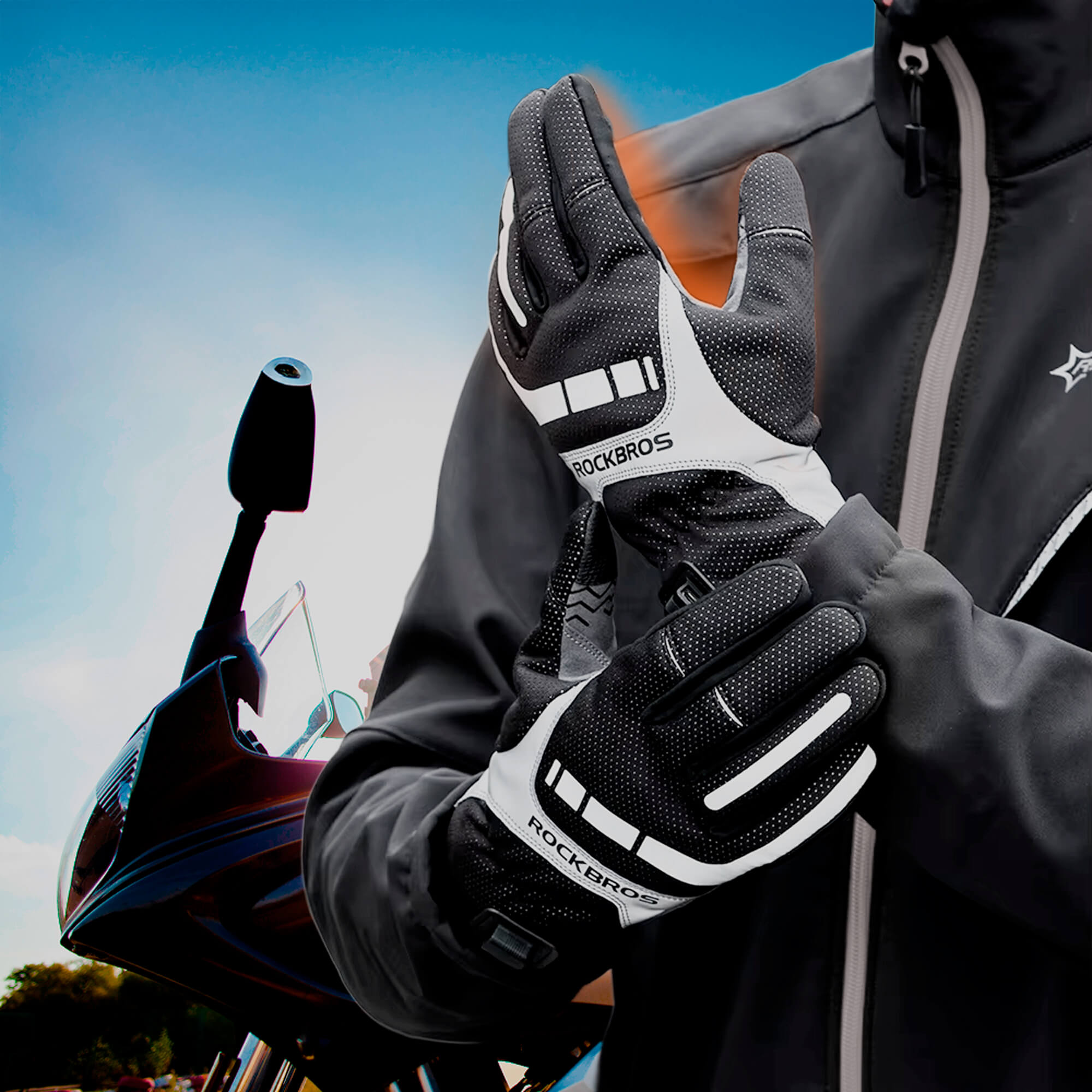 Gants Chauffants Moto | Gants d’Hiver pour Motards avec Protection des Articulations, Essuie-Visière & Écran Tactile