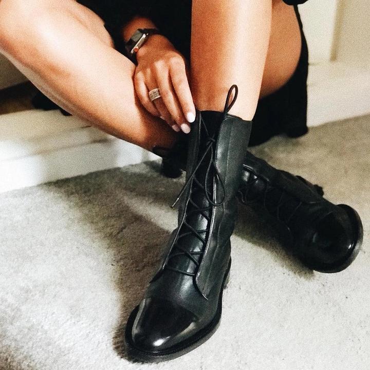 Women’s Lace-Up Mid-Calf Boots | Comfortable Low Heel & Secure Fit for Casual and Dressy Outfits