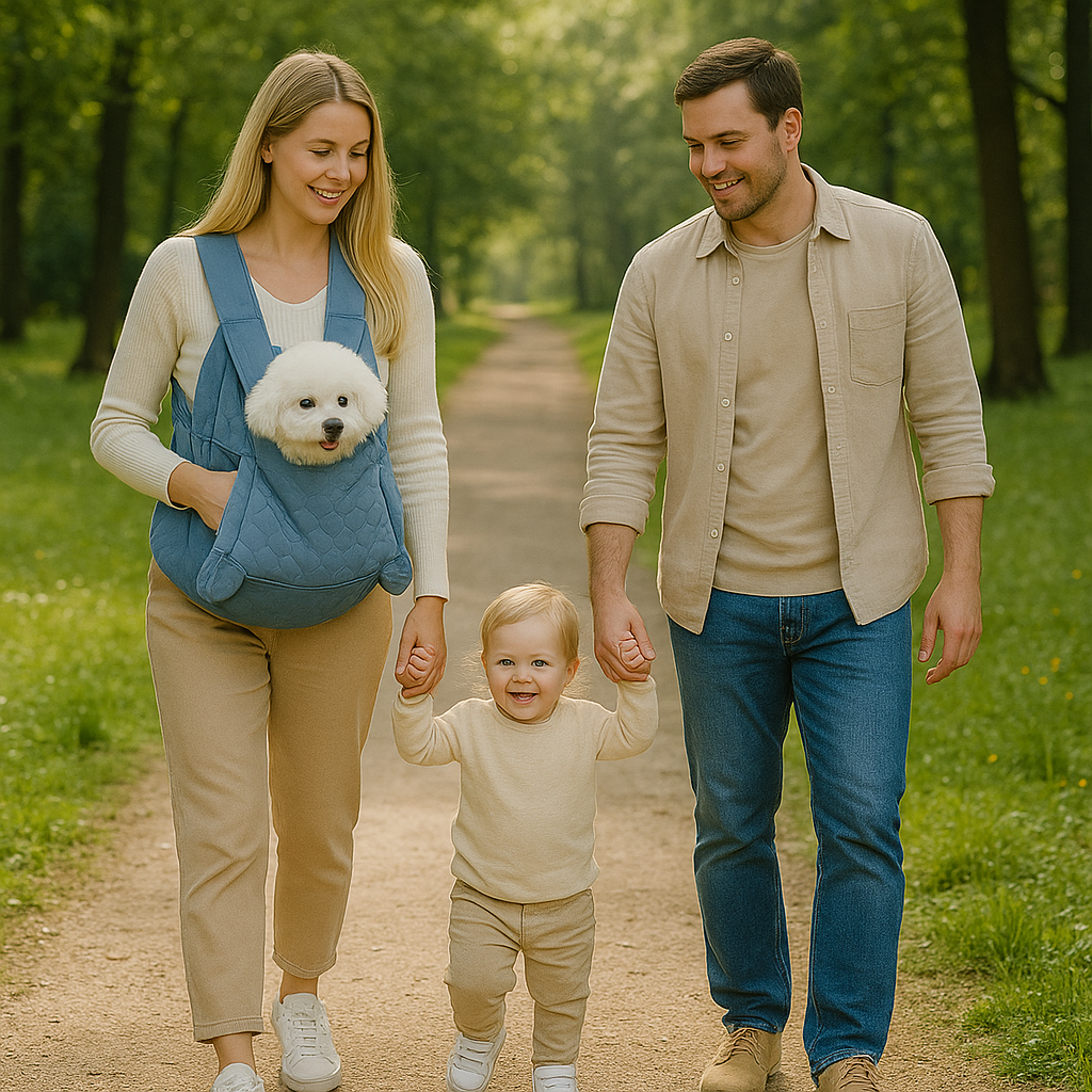 Tragetasche Hund blau – komfortable Umhängetasche für Hunde, Hundetragetasche & Welpentragetasche