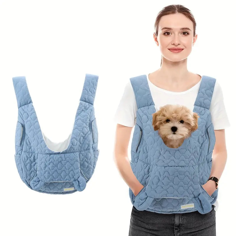Tragetasche Hund blau – komfortable Umhängetasche für Hunde, Hundetragetasche & Welpentragetasche