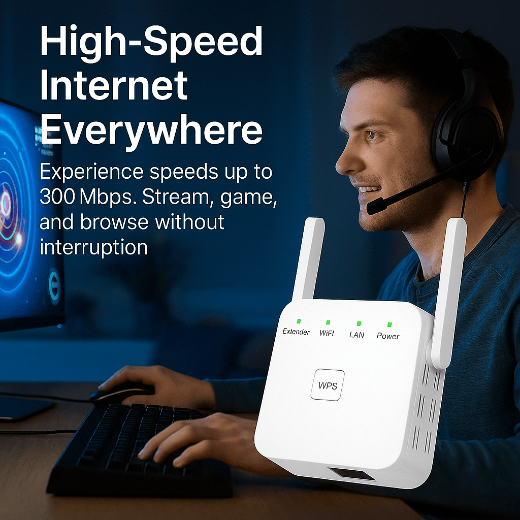 UltraXtend 5G WiFi Booster – Potente Ripetitore WiFi Dual-Band per Casa e Giardino con Copertura Estesa del Segnale
