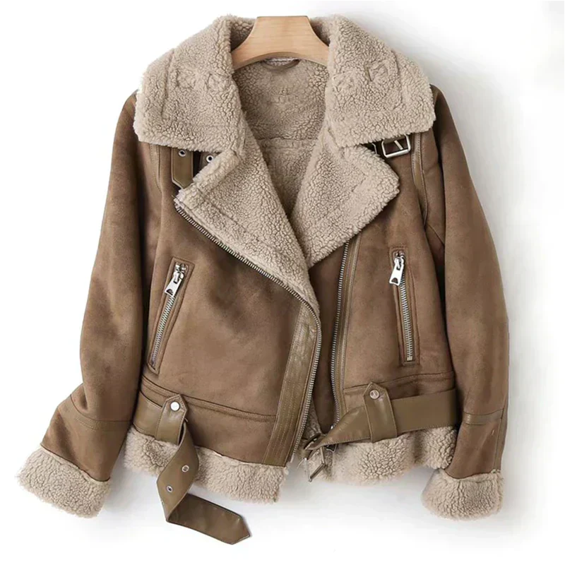 Women's Leather Jacket | Belted Hem, Zipper Closure & Stylish Outerwear for Transitional Weather