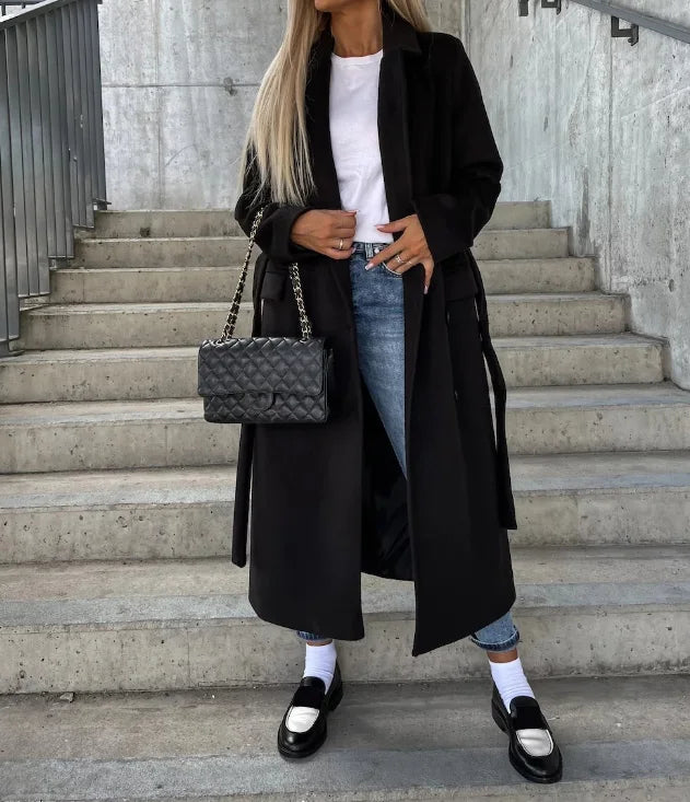 Women's Double-Breasted Winter Coat | Waist Belt, Full-Length Coverage & Stylish for Commuting and City Strolls