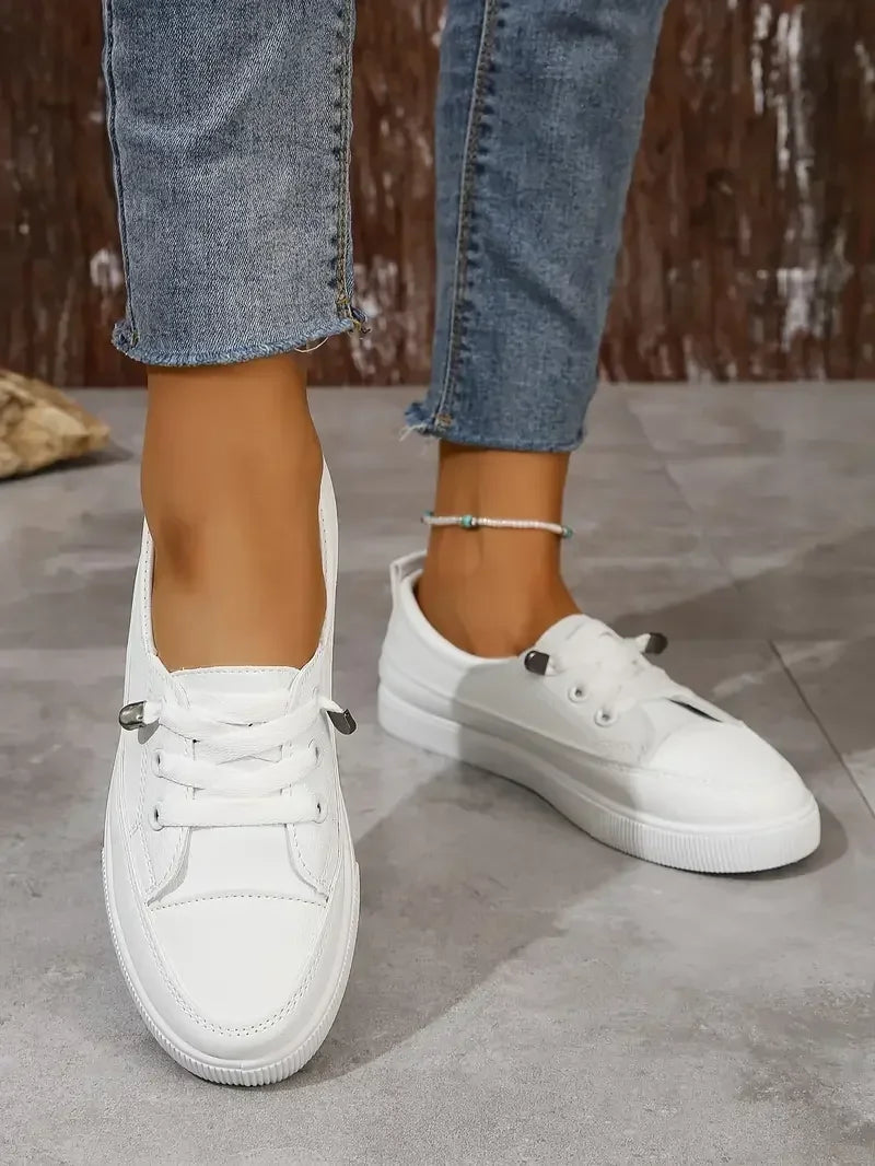 Women's Lace-Up Flat Sneakers | Casual Round Toe Design for Everyday Wear and Comfort