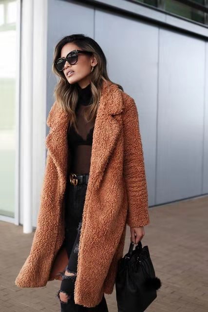 Women's Oversized Winter Teddy Coat | Plush Texture, Lapel Collar & Ideal for Daily Wear