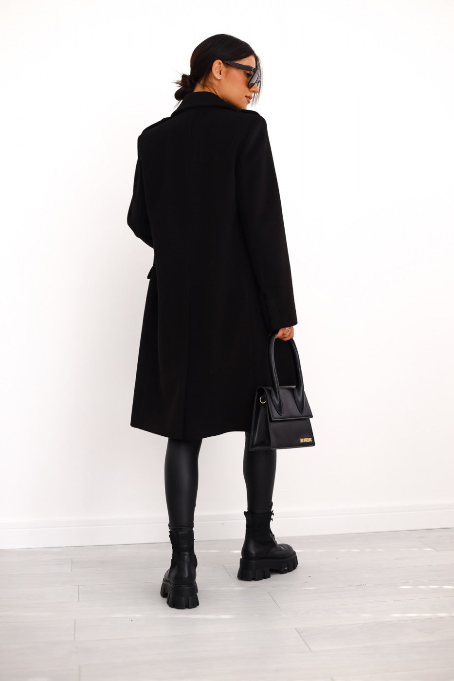 Women's Double-Breasted Long Coat | Gold Button Accents & Structured Silhouette for Timeless Elegance