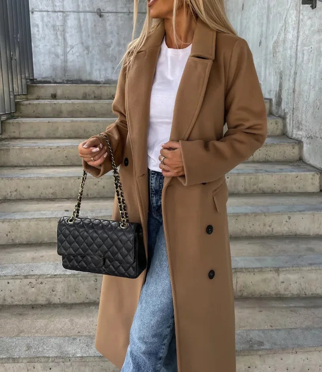 Women's Double-Breasted Winter Coat | Waist Belt, Full-Length Coverage & Stylish for Commuting and City Strolls