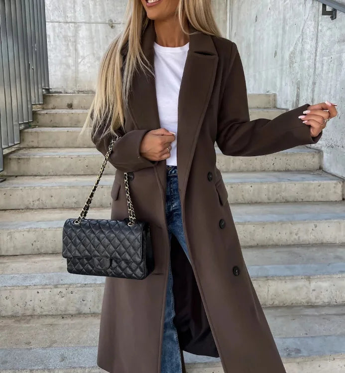 Women's Double-Breasted Winter Coat | Waist Belt, Full-Length Coverage & Stylish for Commuting and City Strolls