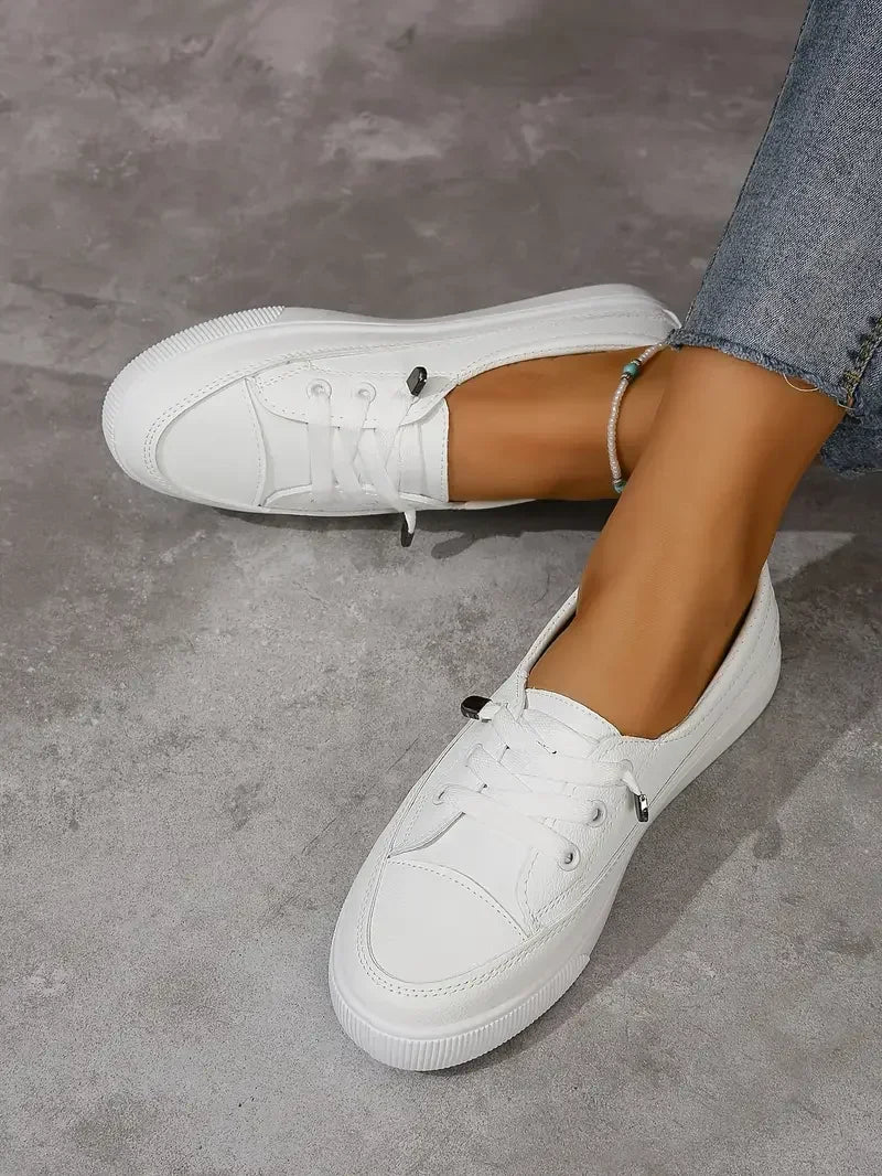 Women's Lace-Up Flat Sneakers | Casual Round Toe Design for Everyday Wear and Comfort