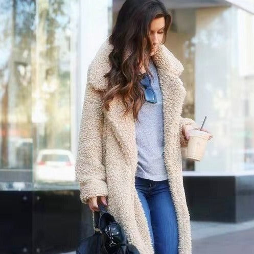 Women's Oversized Winter Teddy Coat | Plush Texture, Lapel Collar & Ideal for Daily Wear