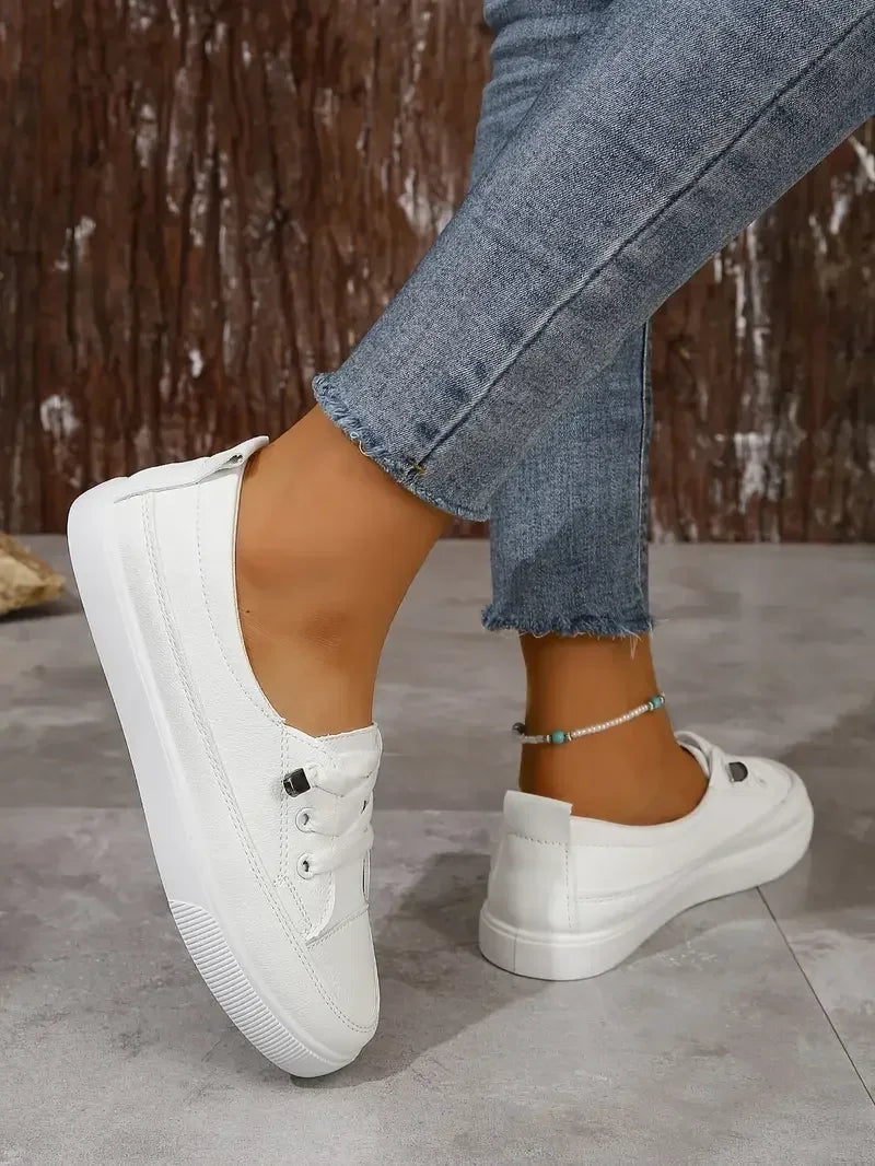 Women's Lace-Up Flat Sneakers | Casual Round Toe Design for Everyday Wear and Comfort
