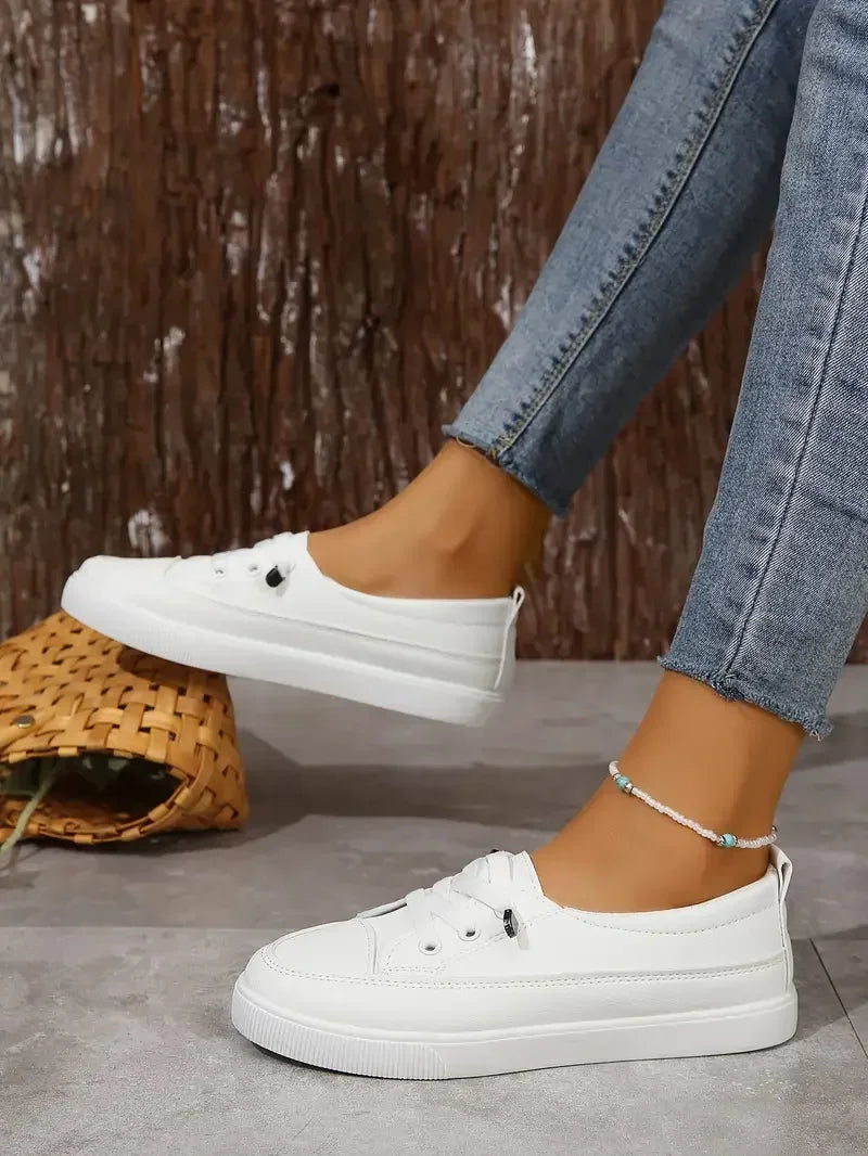 Women's Lace-Up Flat Sneakers | Casual Round Toe Design for Everyday Wear and Comfort