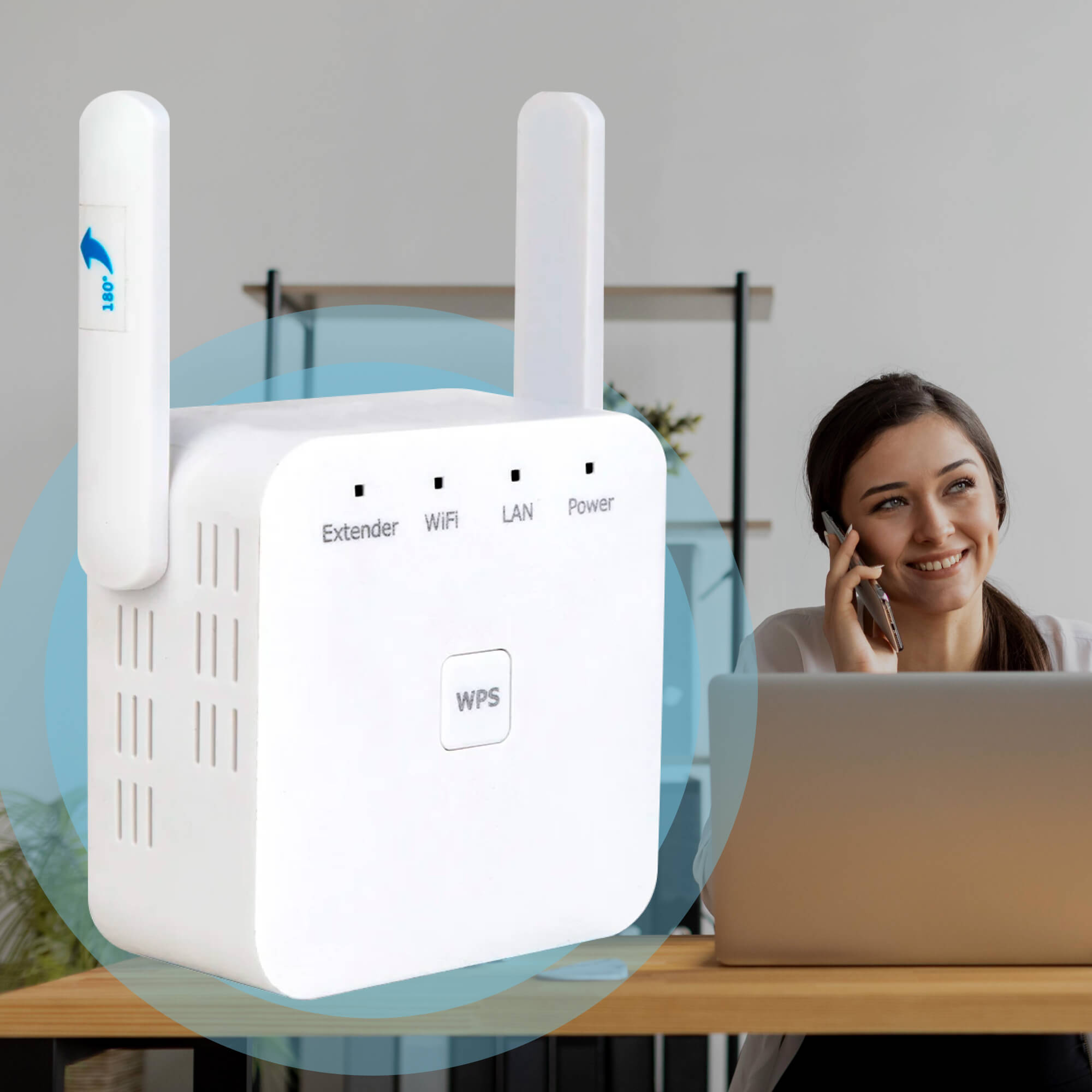 UltraXtend 5G WiFi Booster – Potente Ripetitore WiFi Dual-Band per Casa e Giardino con Copertura Estesa del Segnale