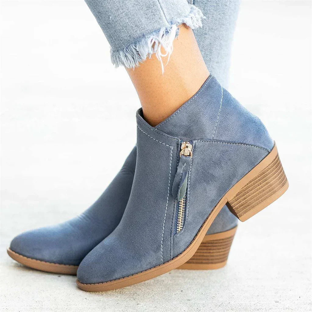Women's Orthopedic Ankle Boots | Supportive Block Heel & Easy Side Zipper for Everyday Wear
