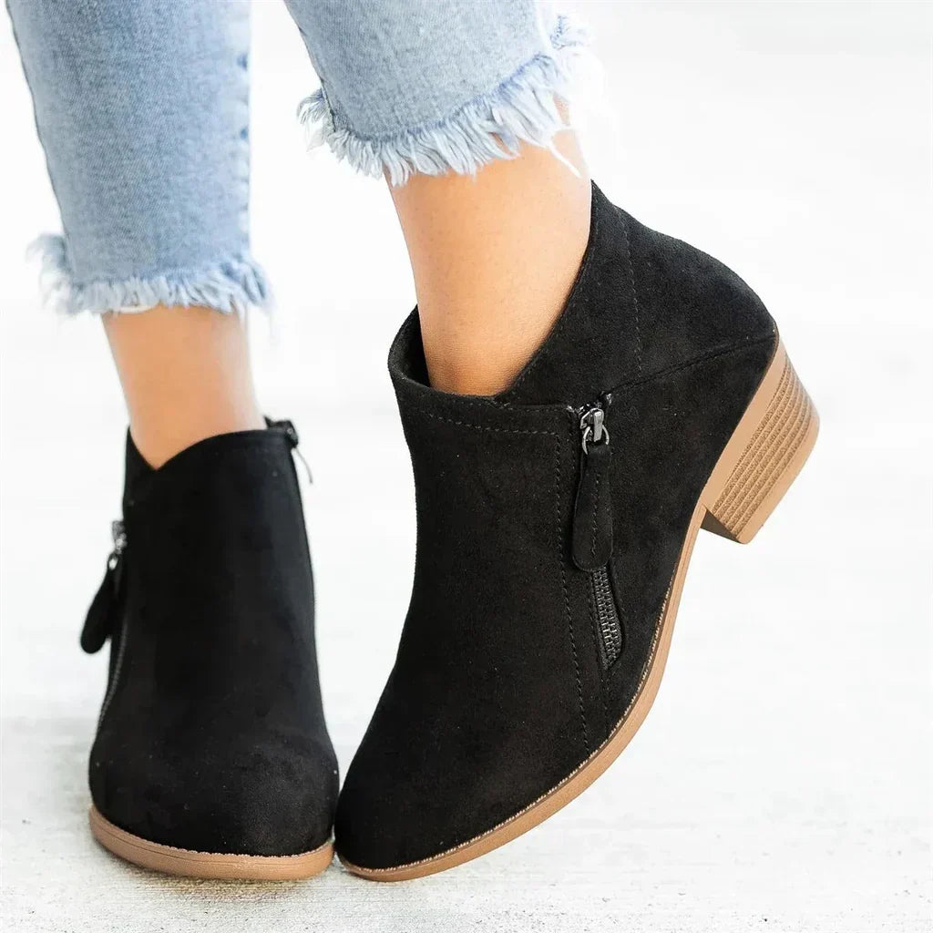 Women's Orthopedic Ankle Boots | Supportive Block Heel & Easy Side Zipper for Everyday Wear