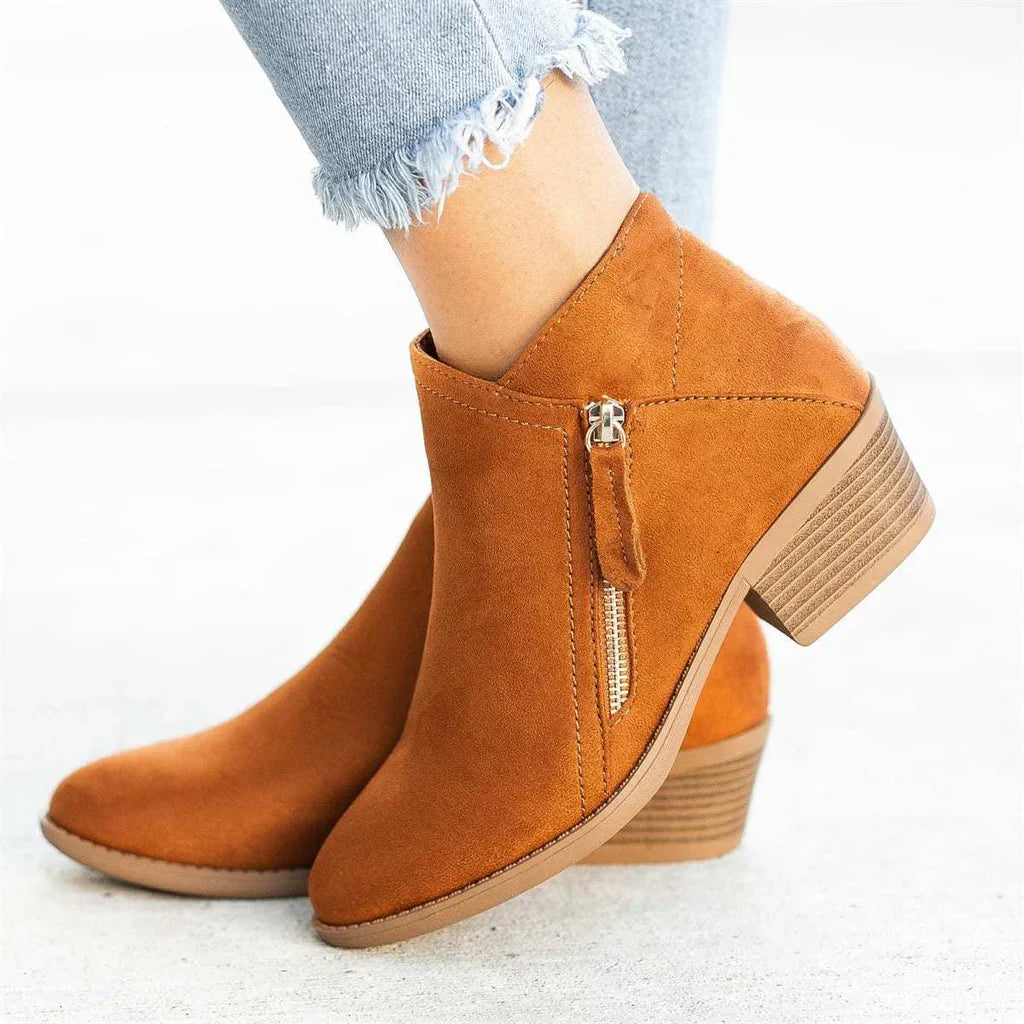Women's Orthopedic Ankle Boots | Supportive Block Heel & Easy Side Zipper for Everyday Wear