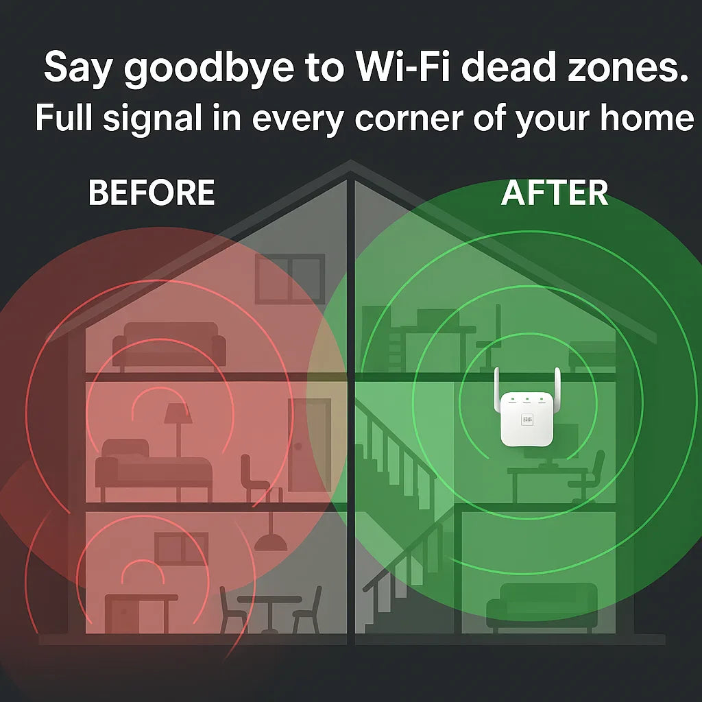 UltraXtend 5G WiFi Booster – Potente Ripetitore WiFi Dual-Band per Casa e Giardino con Copertura Estesa del Segnale