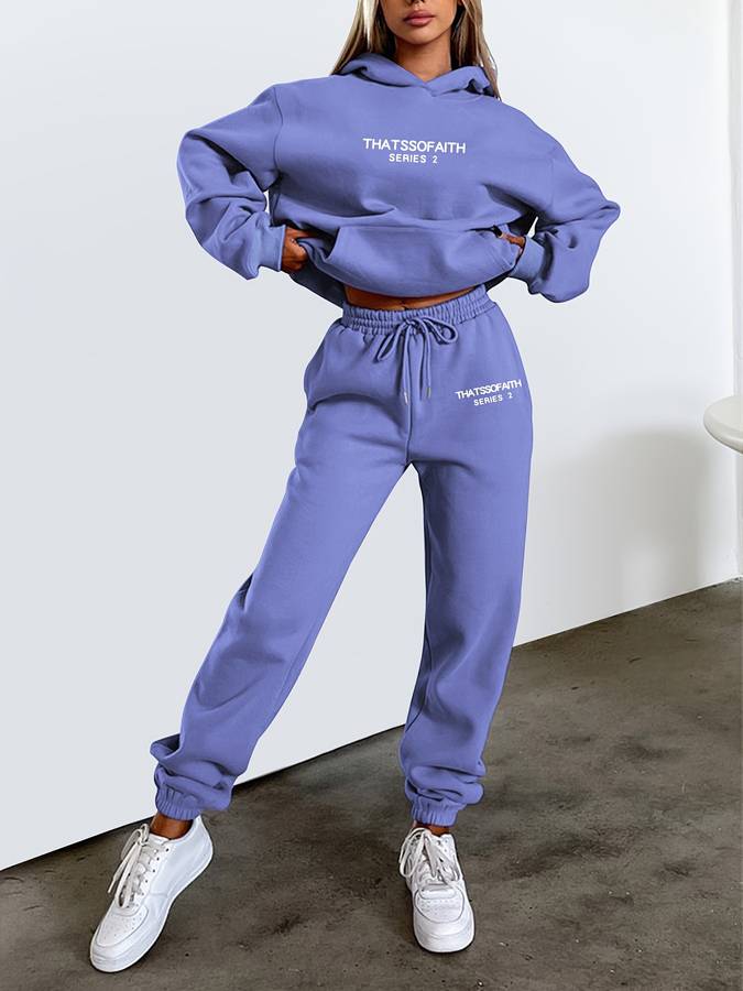 Women's Relaxed Fit 2-Piece Tracksuit | Hoodie Sweatshirt & Joggers for Casual Outings and Lounging