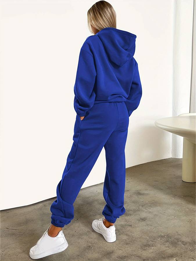 Women's Relaxed Fit 2-Piece Tracksuit | Hoodie Sweatshirt & Joggers for Casual Outings and Lounging