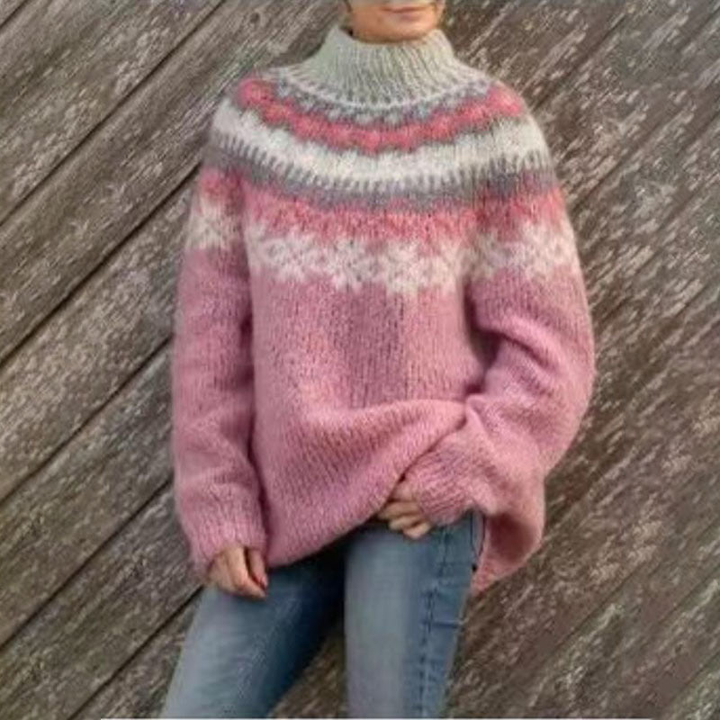 Women’s Fair Isle Crewneck Jumper | Cozy Relaxed Fit & Classic Pattern for Effortless Winter Style
