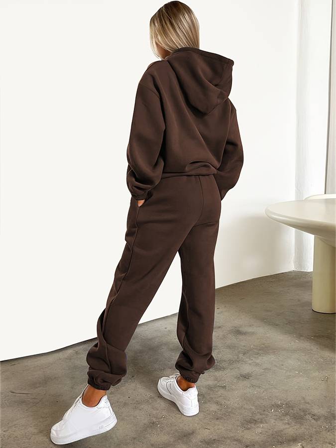 Women's Relaxed Fit 2-Piece Tracksuit | Hoodie Sweatshirt & Joggers for Casual Outings and Lounging