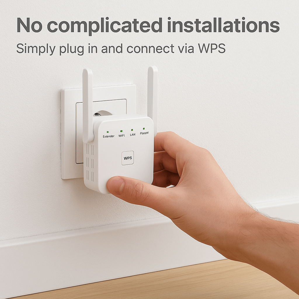 UltraXtend 5G WiFi Booster – Potente Ripetitore WiFi Dual-Band per Casa e Giardino con Copertura Estesa del Segnale
