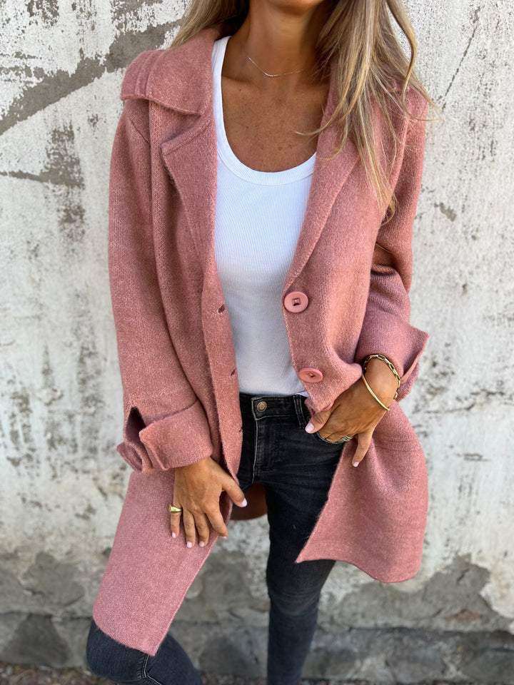 Women's Wool Coat | Lapel Collar, Comfortable Fit & Versatile for Casual and Business Outfits