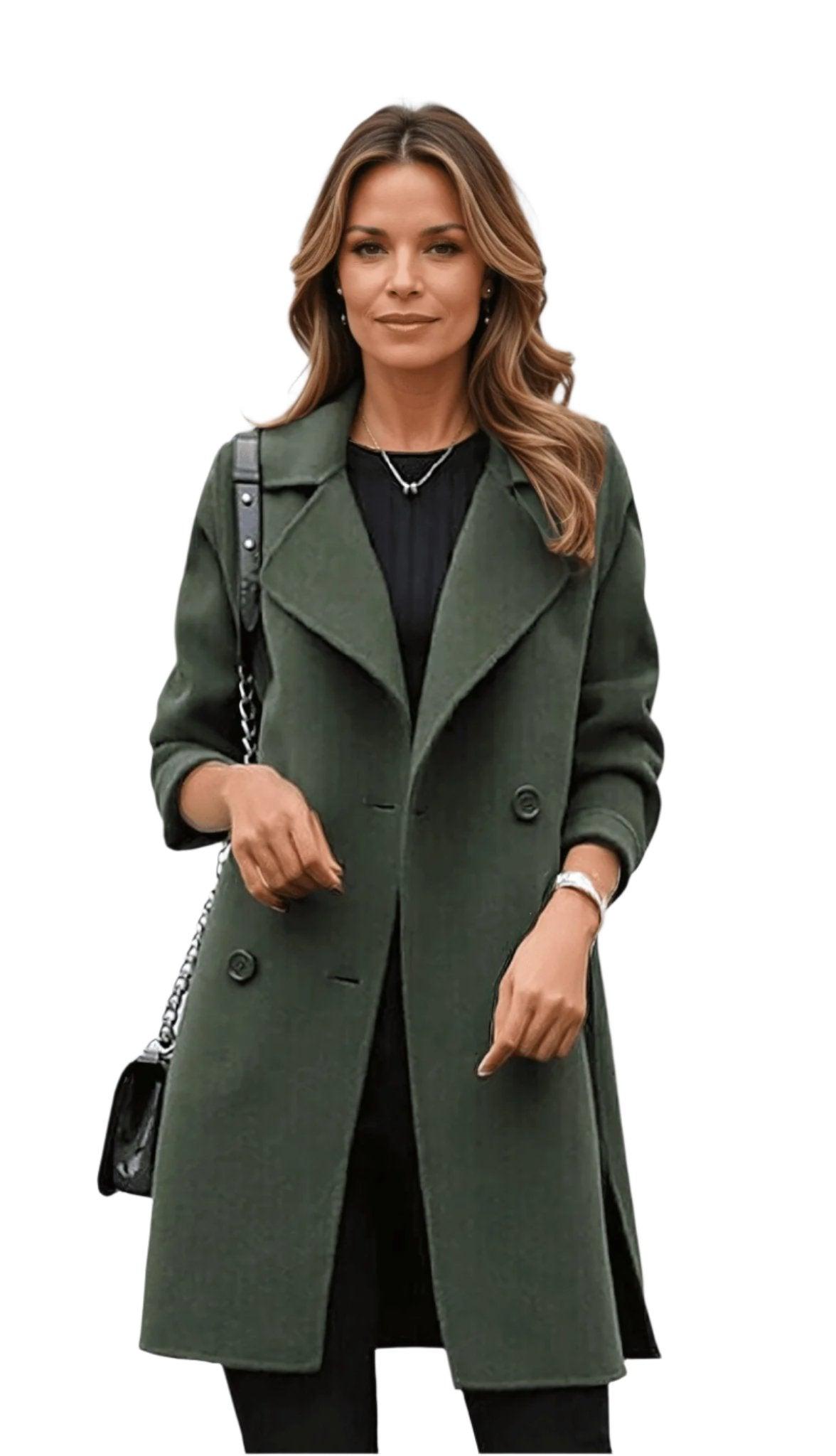 Women's Double-Breasted Trench Coat | Notched Lapel, Warm & Stylish for Winter Wardrobe