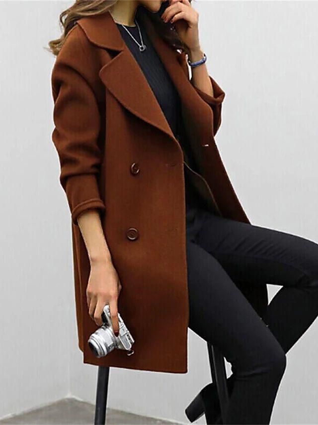 Women's Double-Breasted Trench Coat | Notched Lapel, Warm & Stylish for Winter Wardrobe