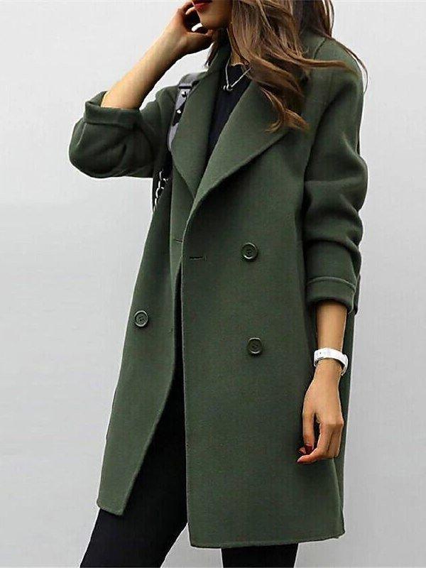 Women's Double-Breasted Trench Coat | Notched Lapel, Warm & Stylish for Winter Wardrobe