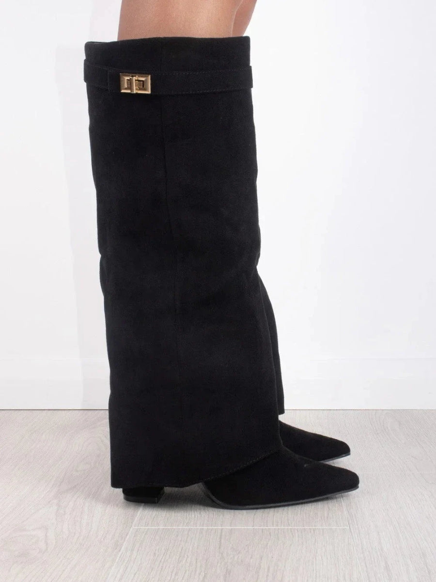 Women's Knee High Boots | Wide Flare Top, Block Heel & Versatile for Casual or Dressy Outfits